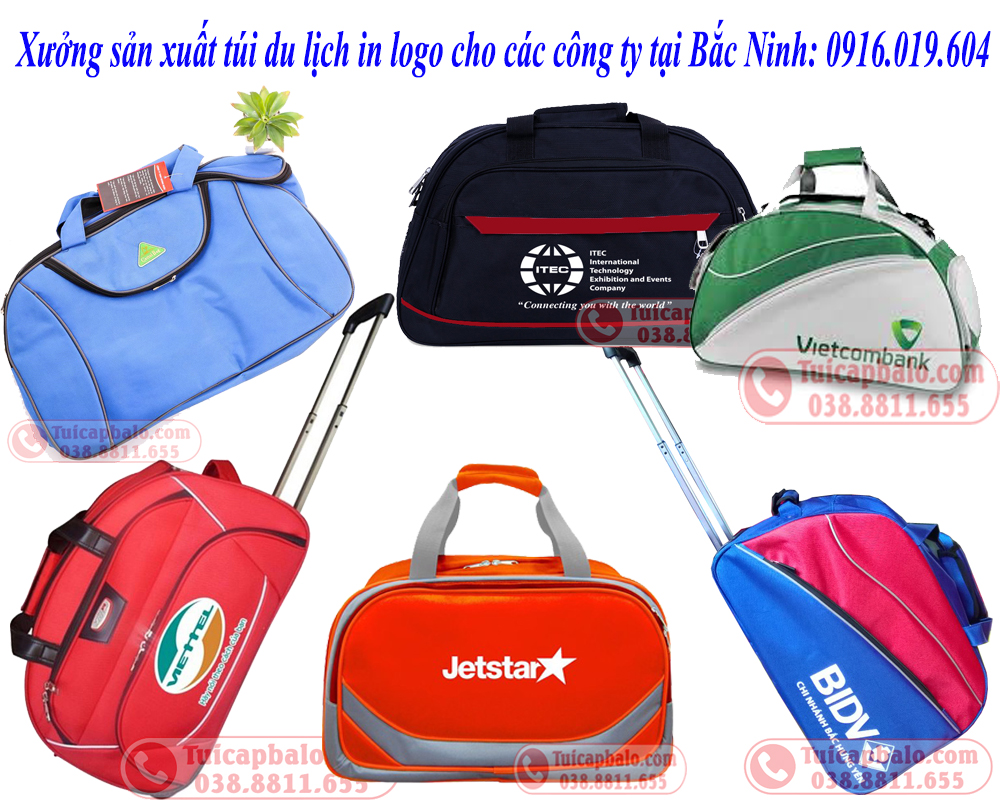 Sản xuất túi du lịch in thêu logo